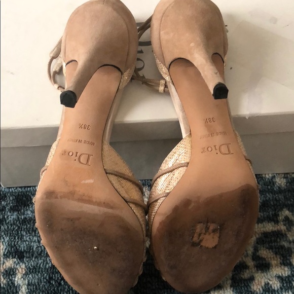 Dior Tan Evening Suede and Embossed Leather Pumps - Picture 3 of 5